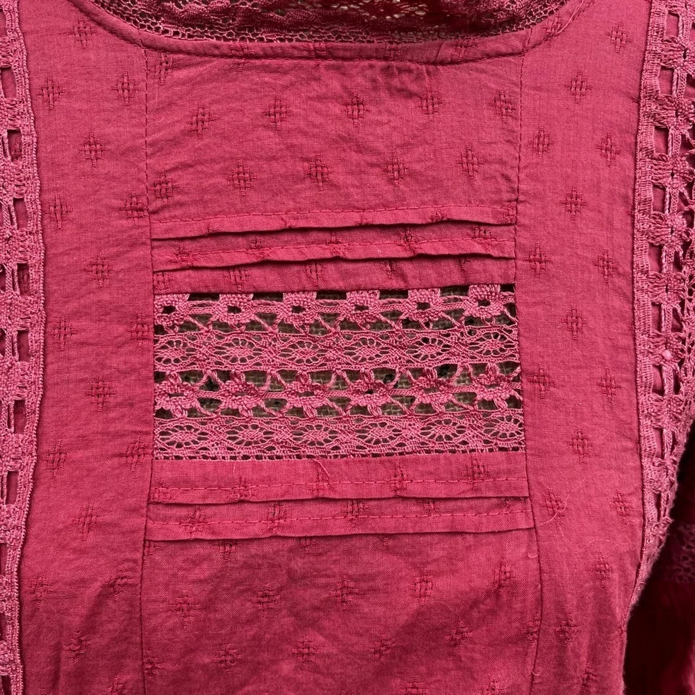 Women's Red Lace Detail Top - Picture 4 of 16